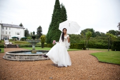 Bride at Englemere on a wet day