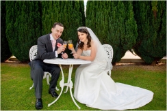 Bride and Groom Celebrating