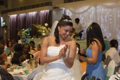 Bride arriving at the reception
